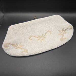 Walborg Cream and Gold Beaded Clutch